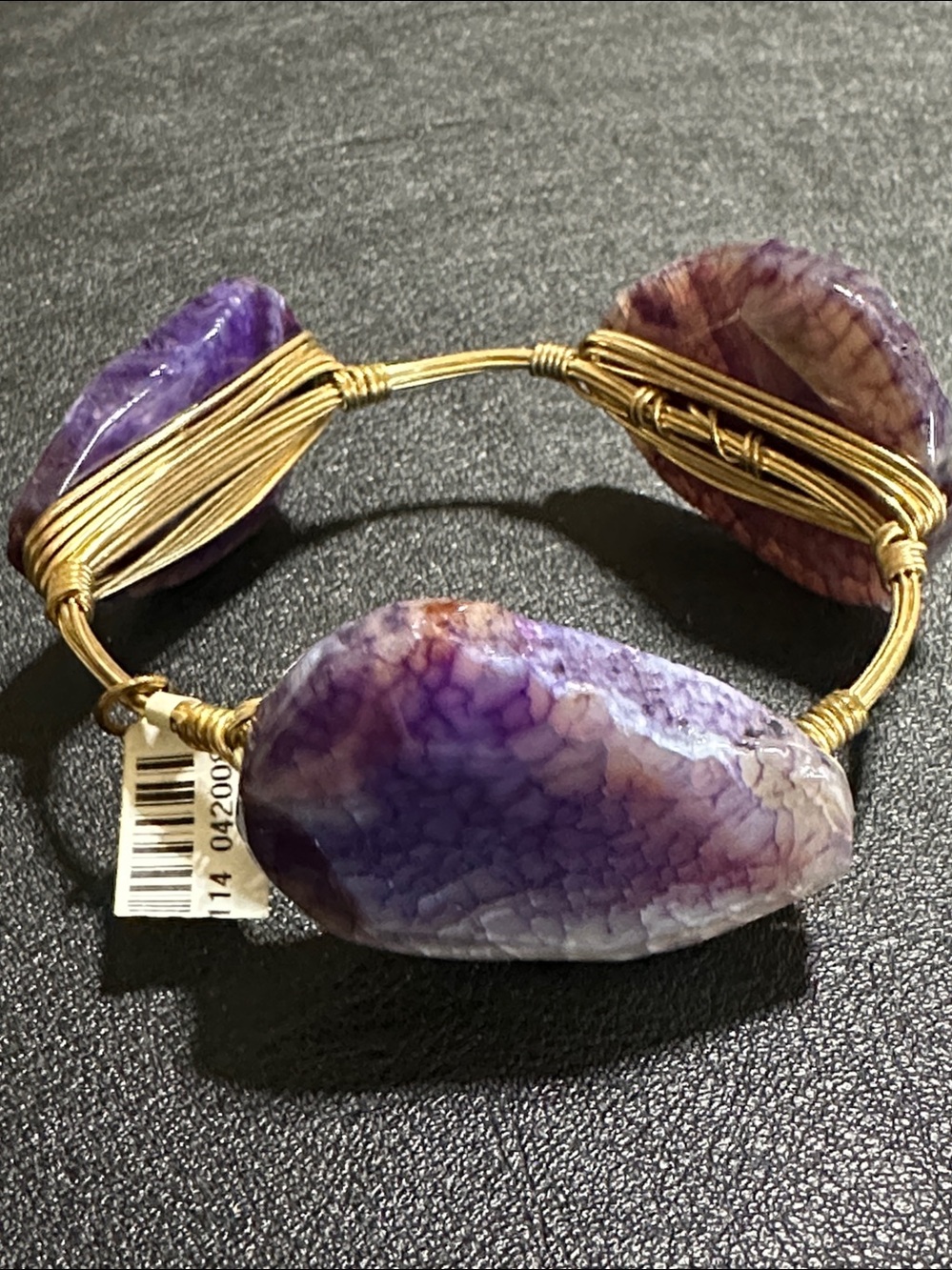 Bourbon And Bowties Large Faceted Purple Amethyst Stone Bangle Bracelet